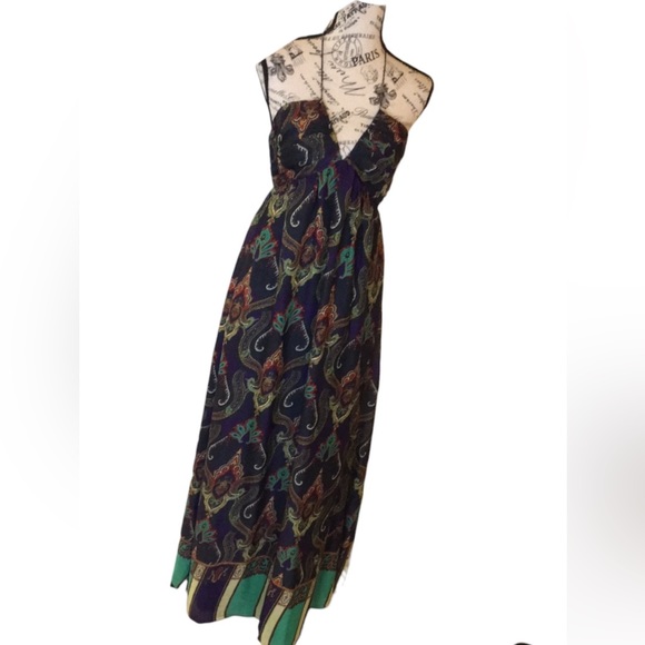 Charlotte Russo paisley print maxi halter dress size medium - Picture 1 of 17